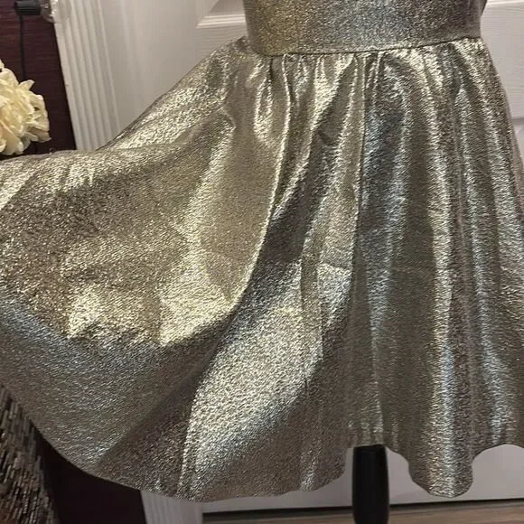 Alice+Olivia Gold Metallic Sleeveless Dress, US8 - Picture 7 of 13